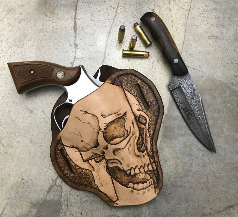 Skull Holster Hand Tooled Leather Holster. 1911 Ruger Etsy
