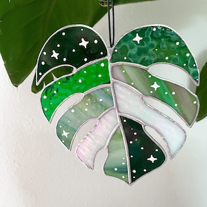 Thai Constellation Monstera Stained Glass Suncatcher