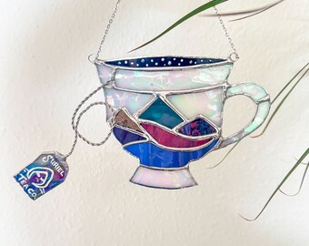 Night Court Teacup Stained Glass Suncatcher