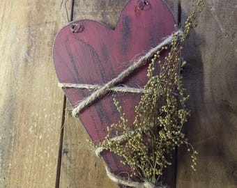 Primitive Valentine Wall Hanging ~ Country ~ Rustic ~ Farmhouse ~ Vintage Look