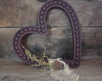 Primitive Heart Wall Hanging ~ Valentines Love ~ Vintage Look ~ Handmade in Maine