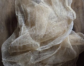 Cheesecloth vintage prim country chic farmhouse decor fabric 1 yard coffee stained primitive