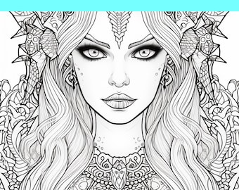 Vampire Princess Coloring page - Printable - Instant Download