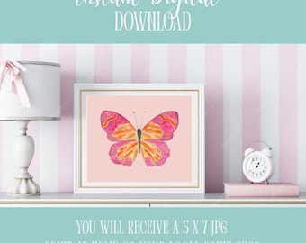 Butterfly Printable Wall Art Butterfly Print Girl's Room Nursery Wall Art Digital Download Instant Download Butterfly Theme Room