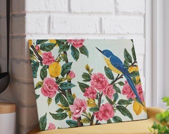 Bonita tabla de cortar de cristal, tabla de cortar estilo chinoiserie, tabla de cortar floral rosa, tabla de cortar estilo rústico chic, regalo de inauguración de casa