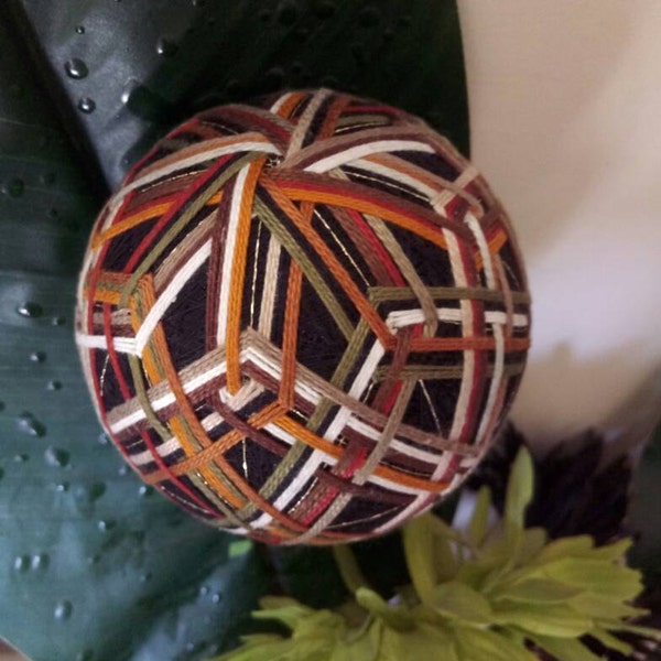 Decorative, handmade, complex  4" Japanese Temari Ball