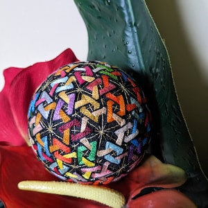 Decorative, handmade  4" Japanese Temari Ball