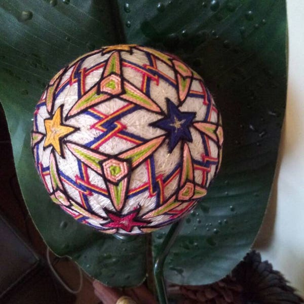 Decorative, handmade  4" Japanese Temari Ball