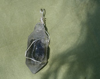 Tibetan Quartz Sterling Silver wrapped Pendant clearing and energizing the Aura 5106