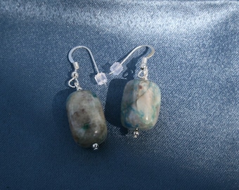 Ajoite and Papagpote Earrings Love, returning to a state of grace, transmutation of sorrows, 4827