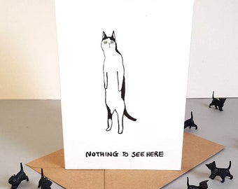 Cat Card funny standing cat caption greetings card