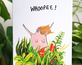 Nature greetings card nudist plants garden art card celebration