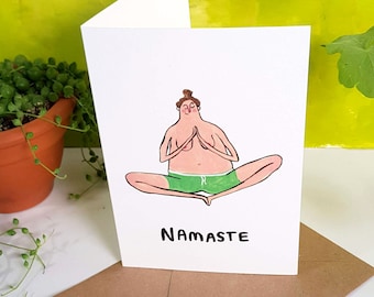 Yoga card namaste fitness calm meditation greetings card