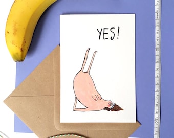 Yoga fitness card ladies funny greetings card blank card