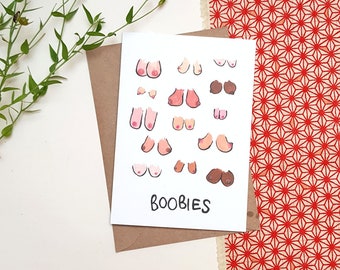 Boobies card silly boobs funny blank greetings card