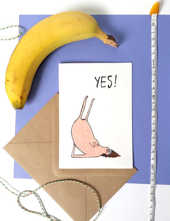 Yoga fitness card ladies funny greetings card blank card