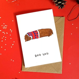 Wurst Hund Weihnachten Pullover Grüße Karte Daschund Geschenk Yule log