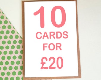 Pack of 10 greetings cards of your choice