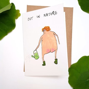 Jardinero saludos tarjeta madres día naturista cumpleaños ilustración divertida
