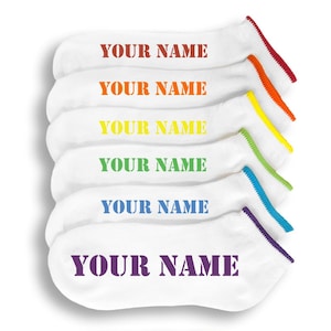 Name Socks - &quot;6 PAIRS&quot; of Personalized Name Socks, cheer socks, Football socks, Soccer socks, Basketball Socks, Volleyball socks