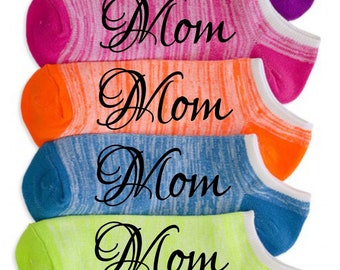 Mom Socks - "6 PAIRS" of Personalized Mom Socks - Cheer socks - Your Name socks - Grandma socks - Gift Socks - Mom Gift - Mother's Day Gift