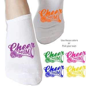 Cheer Mom Socks - &quot;5 PAIRS&quot; of Custom Printed &quot;Cheer&quot; Socks Name Socks Number Socks cheer socks Football socks Volleyball Socks