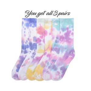 Tie Dye Socks-  &quot;3 PAIRS&quot; of crew Tie Dye socks