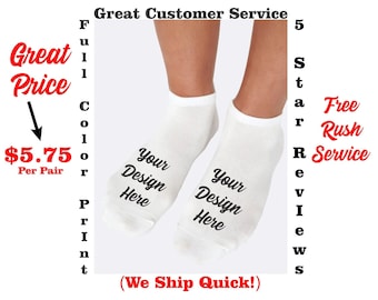 Personalized Socks -"5 PAIRS" of Personalized Socks, Cheer socks, Football socks, Picture socks, Soccer socks, Basketball Socks, Dance Socks