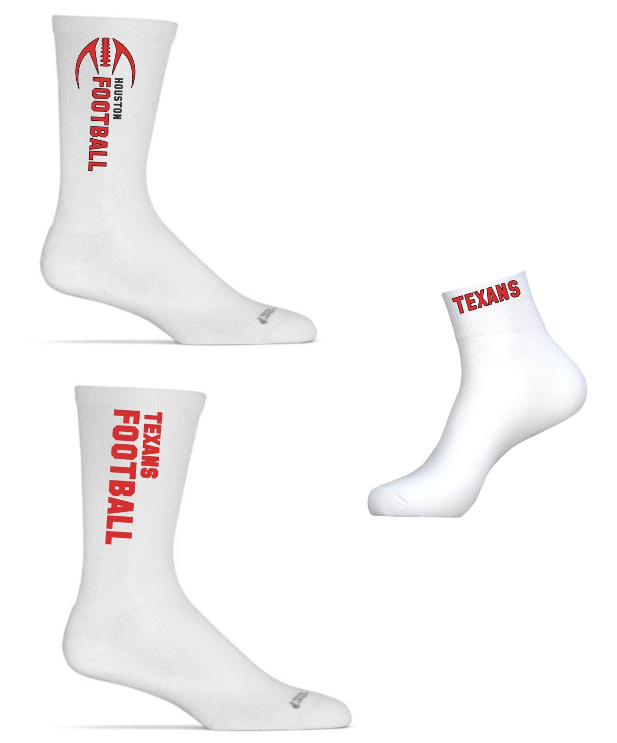 Houston Football Socks 3 Pairs of Custom Houston Football & Etsy