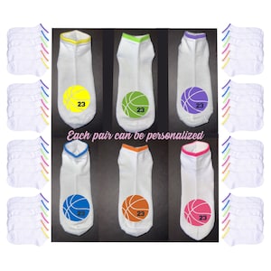 Basketball Socks - &quot;6 PAIRS&quot; of Personalized Basketball Socks, Name Socks, Number Socks, Cheer socks, Football socks, Volleyball socks