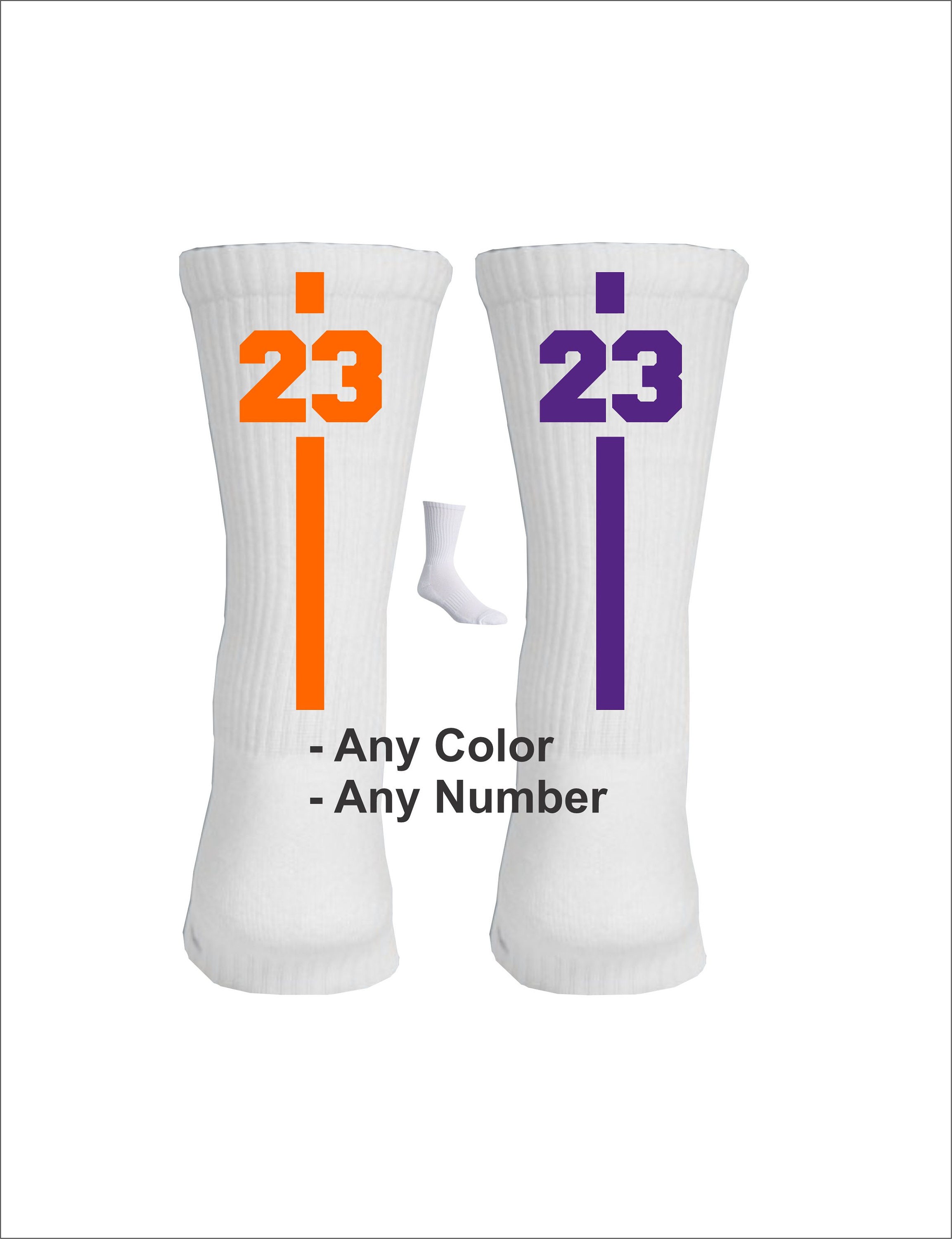 Personalized Athletic Socks - Numbered Team Sports Socks - 3 Pairs