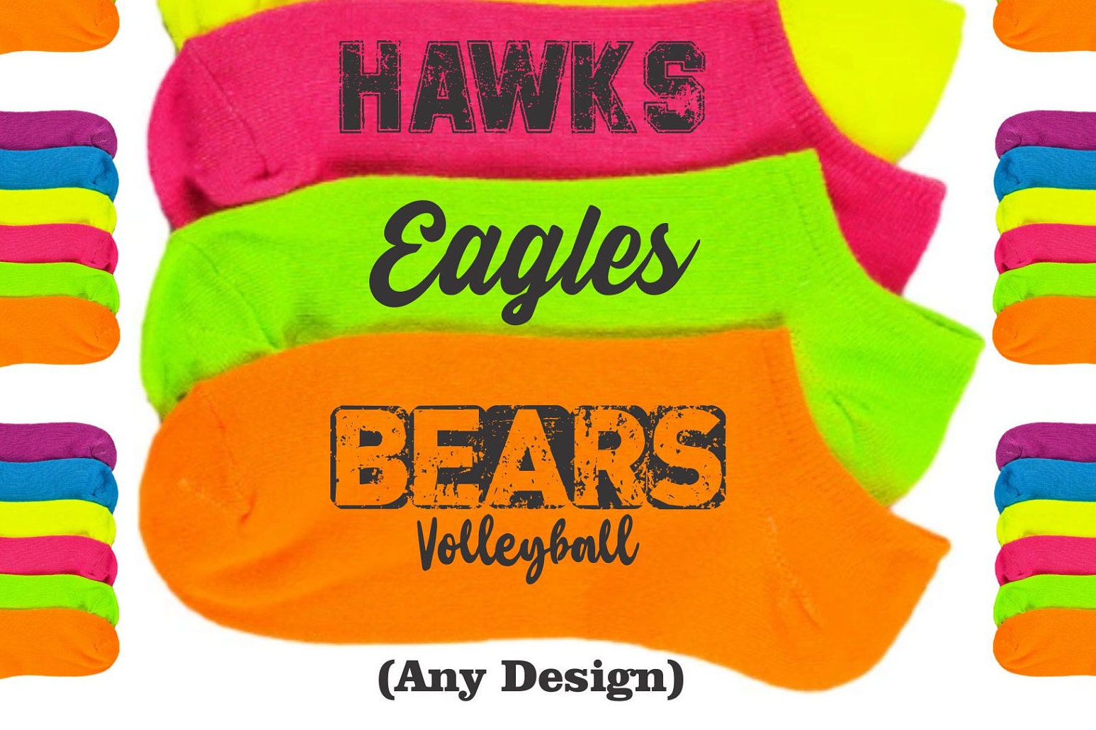 Name Socks 6 Pairs of Custom Printed Name Socks School Etsy