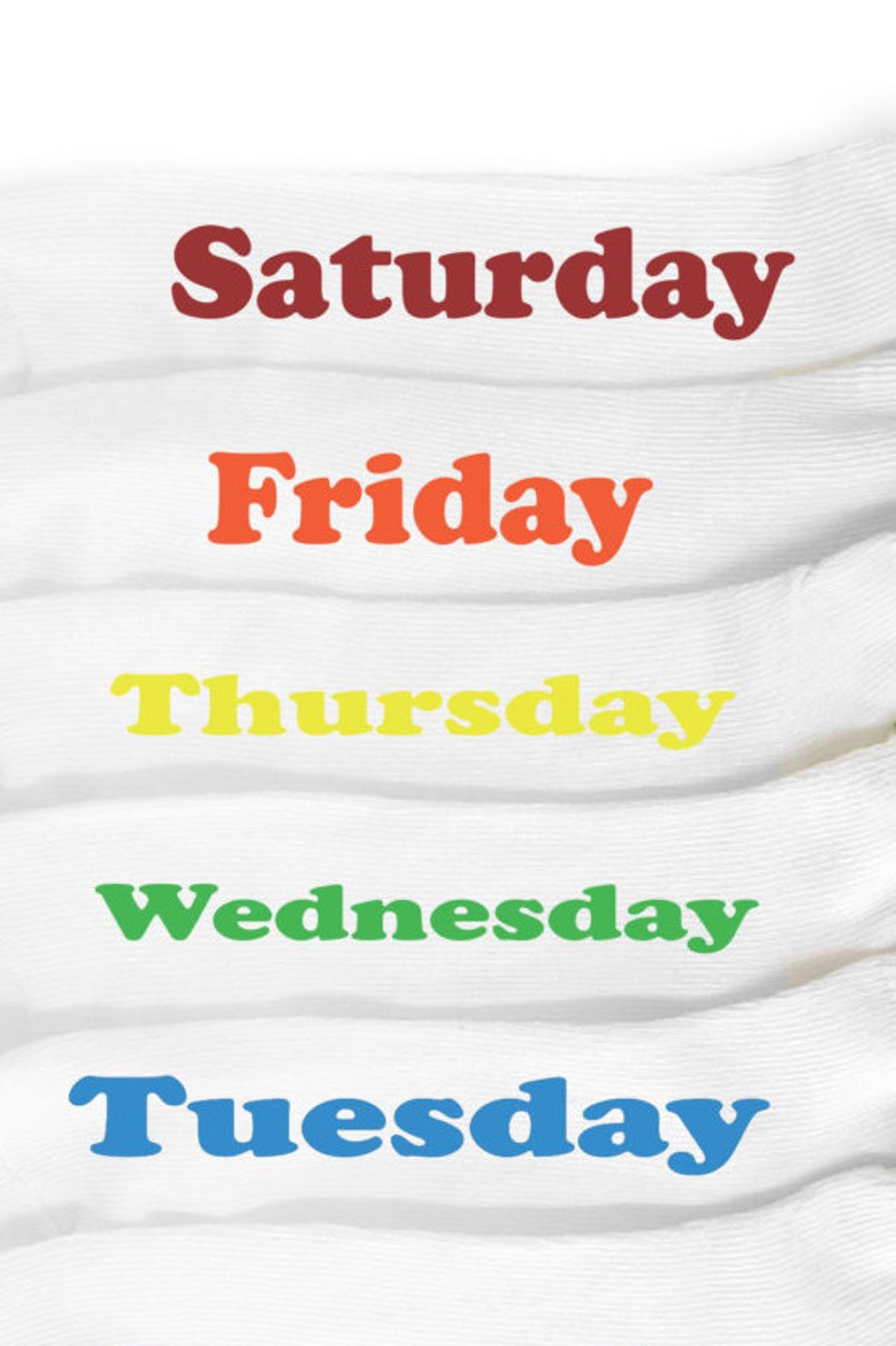 Day of the Week Socks 6 Pairs of Custom Day of the Week Etsy