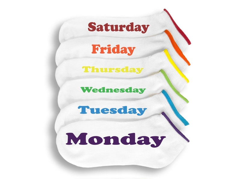 Day of the Week Socks 6 Pairs of Custom Day of the Week Etsy