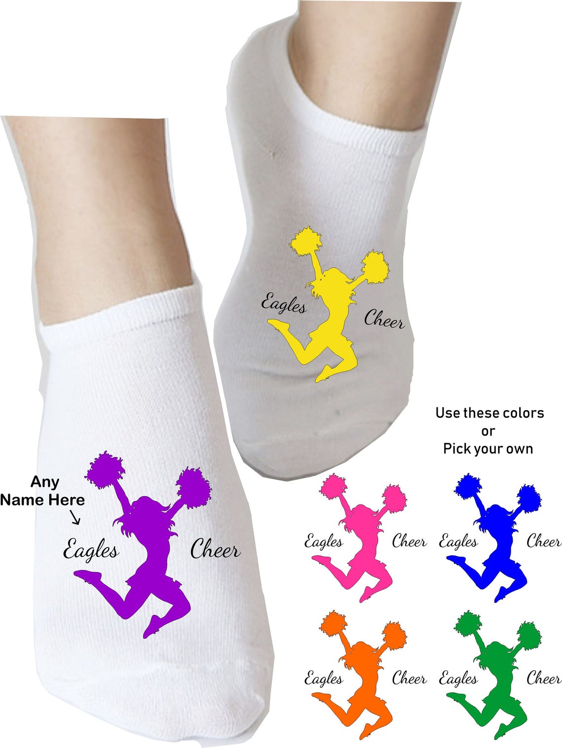 Cheer Socks 6 Pairs of Custom Printed cheer Socks Etsy