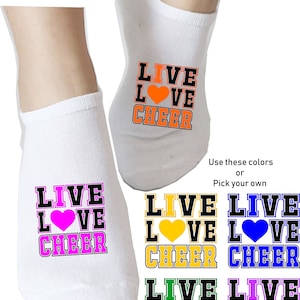 Cheer Socks - &quot;5 PAIRS&quot; of Custom Printed Cheer Socks, Name Socks, Number Socks, Basketball socks, Football socks, Volleyball Socks