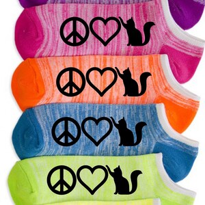 Cat Socks - &quot;6 PAIRS&quot; of Personalized Cat Socks - German Shepherd Socks - Dog Breed Socks - Animals Socks - Peace Love Cats