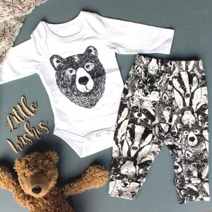 Illustrierte Waldtier Unisex Baby Bundle Weste & Leggings Geschenkbox