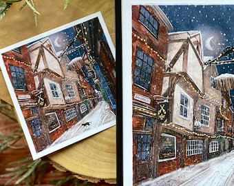 Christmas in York, Shambles Art Print / Greeting Card