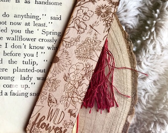 Personalised Wooden Wild Flower Bookmark