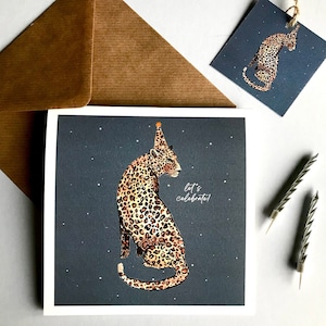 PERSONALIZE FOR FREE Wildtier Grußkarte Affe/Giraffe/Elefant/Löwe/Tiger/Leopard/Flamingo