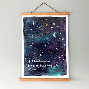 PERSONNALISEZ GRATUITEMENT Si j'avais une étoile à chaque fois que je pense à vous… impression d'art | Carte de voeux