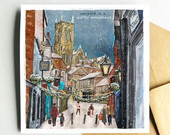 Christmas in Lincoln, The Strait. Art Print / Greeting Card