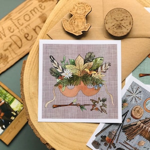 PERSONALIZE FOR FREE Benutzerdefinierte Waldschule Maske Handwerk Grußkarte / Kunstdruck