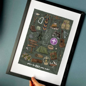Personalisierte Scouts Beavers Cubs Eichhörnchen Entdecker Grußkarte/ Kunstdruck