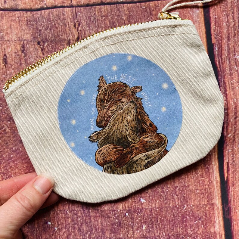 Organic Mama Bear Canvas Zip Cream Purse image 1