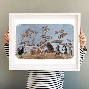 Personalisierte Waldtier Affirmation Beste Lehrer Geschenk Klassenzimmer Grußkarte / Kunstdruck