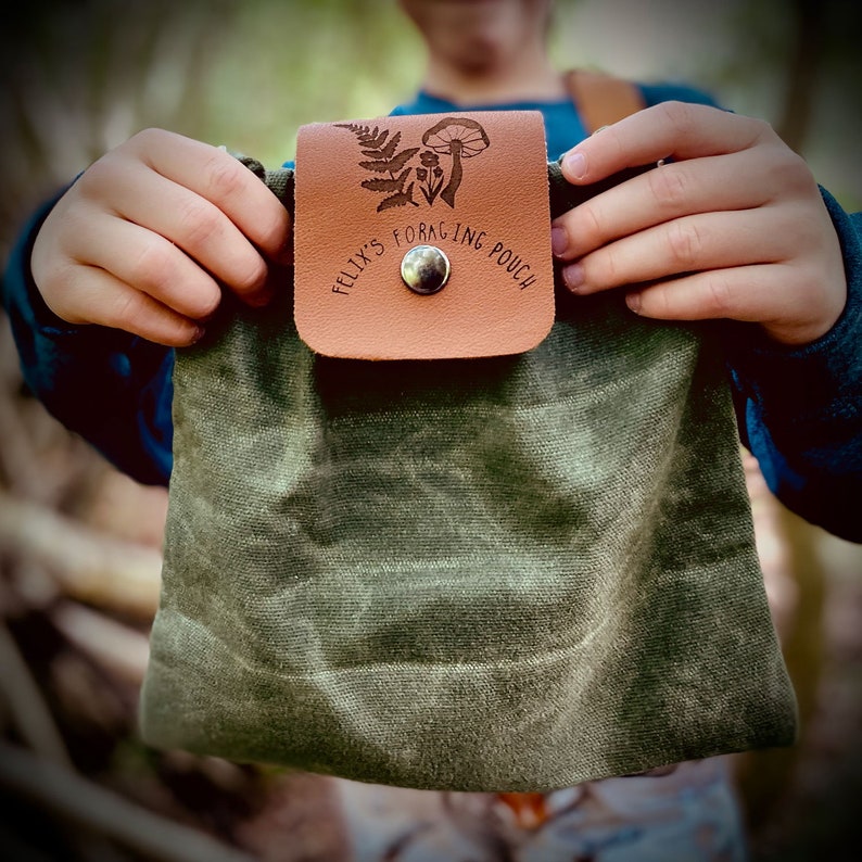 Personalised Foraging Pouch Canvas Drawstring Forest Bag image 2