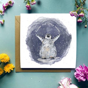 Genieße die kleinen Dinge Pinguin Kunstdruck | Grußkarte