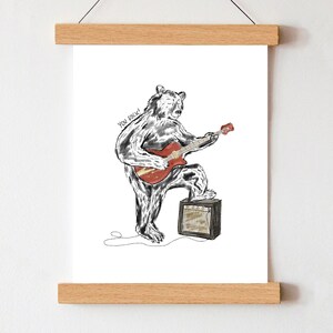 You Rock Guitar Bear Kunstdruck/Grußkarte